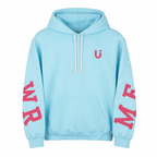 Hoodie MEXICAN POWER Azul Aqua con Rosa