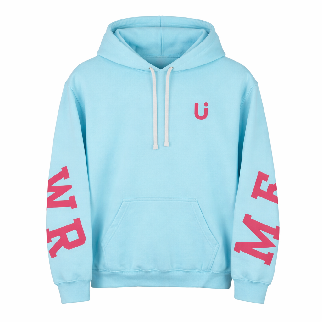Hoodie MEXICAN POWER Azul Aqua con Rosa