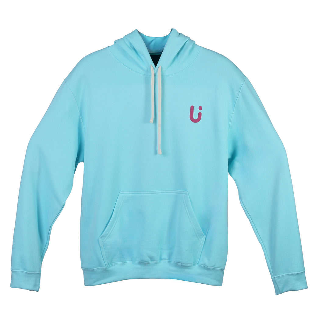 Hoodie MEXICAN POWER Azul Aqua con Rosa