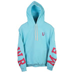 Hoodie MEXICAN POWER Azul Aqua con Rosa