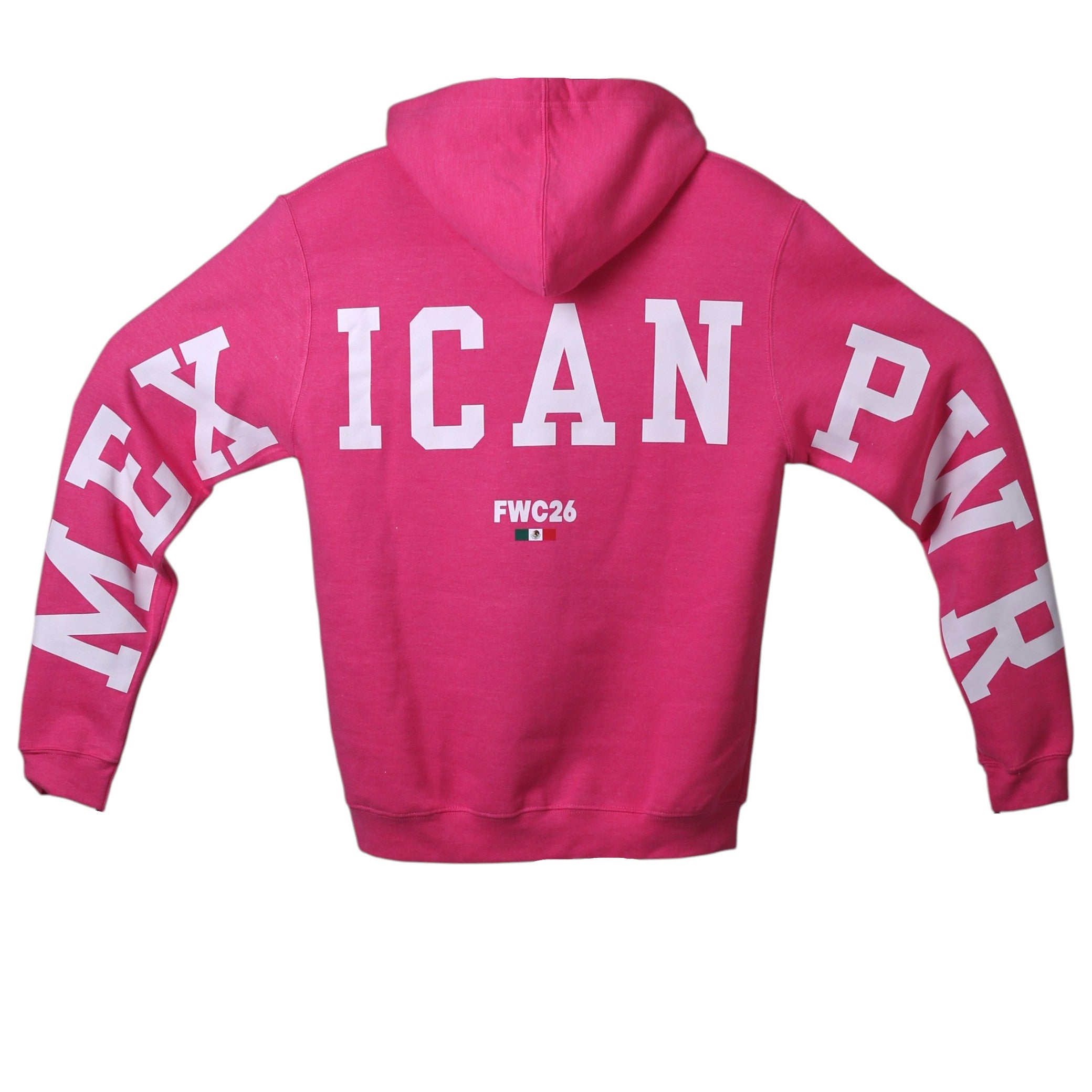 Hoodie MEXICAN POWER Rosa con Blanco