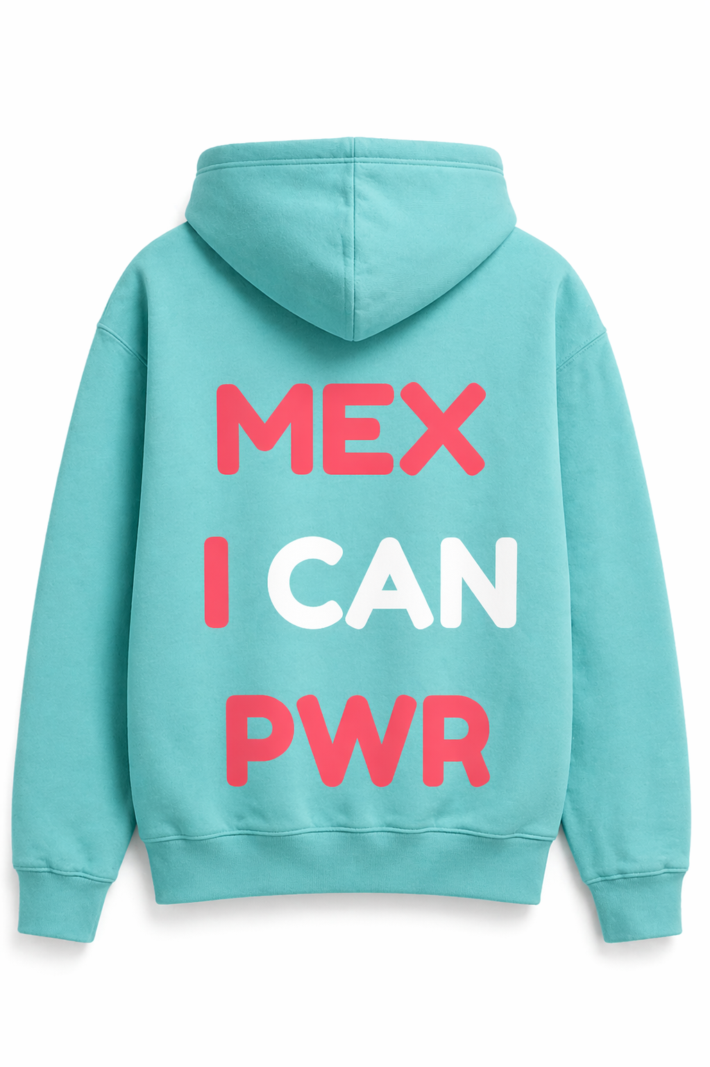 Hoodie Print Mexican PWR Aqua con Rosa