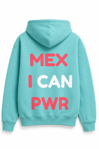 Hoodie Print Mexican PWR Aqua con Rosa