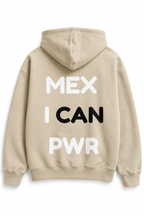 Hoodie Print Mexican PWR Beige con Negro