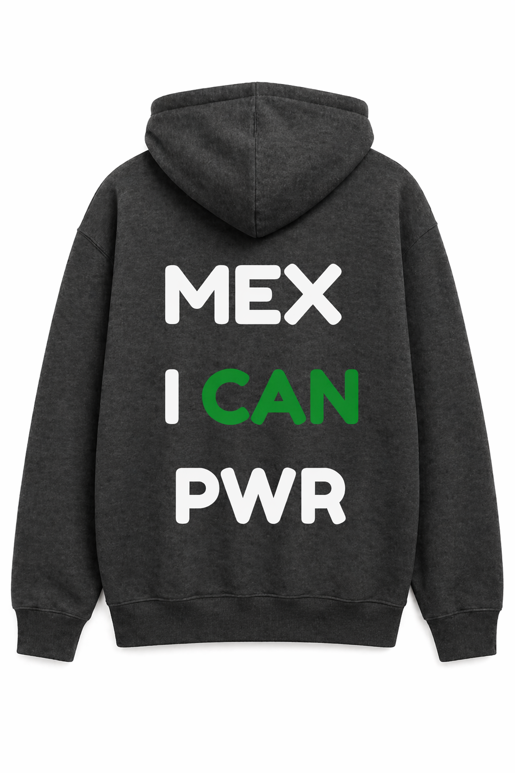 Hoodie Print Mexican PWR Gris con Verde