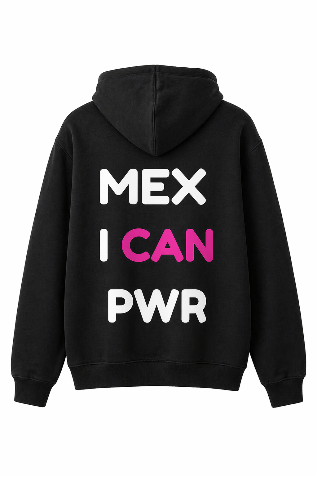 Hoodie Print Mexican PWR Negro con Blanco