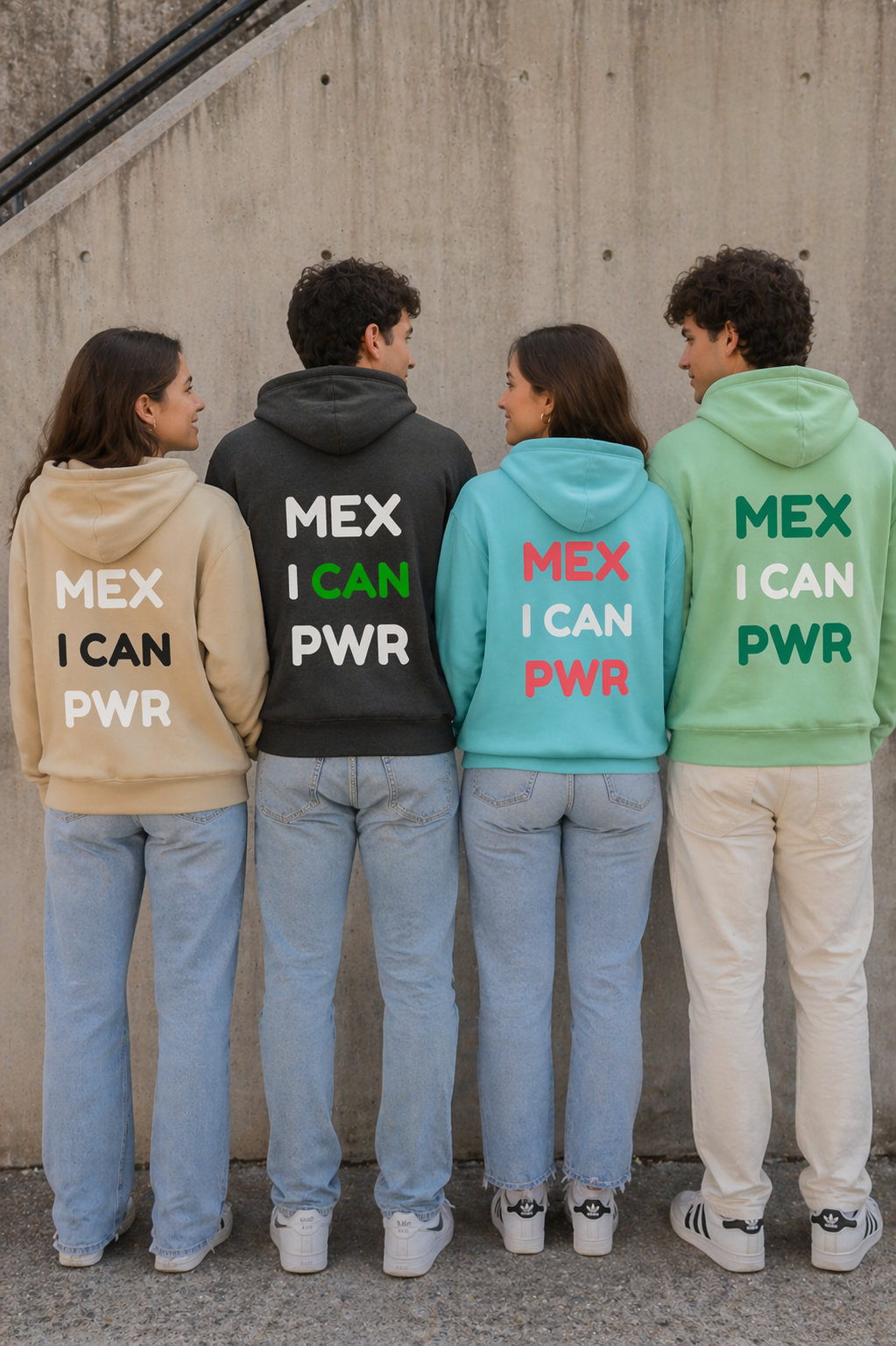 Hoodie Print Mexican PWR Negro con Blanco